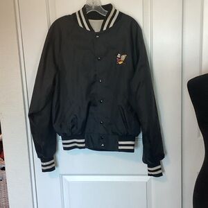 Disney Classic Black Bomber Jacket with Embroidered Patch Mickey L Vintage